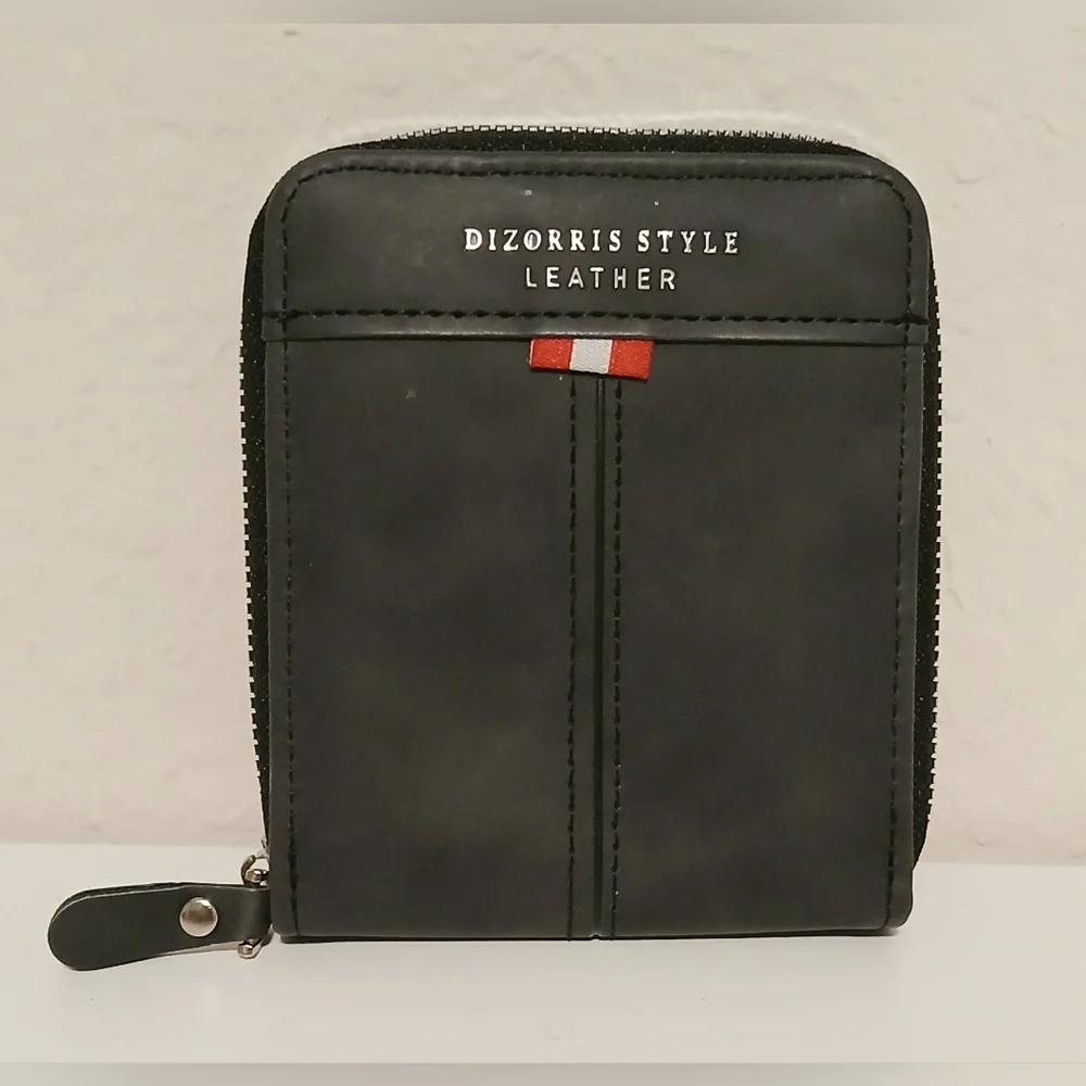 Men's Dizzoris Style Leather Grey Zippered Wallet